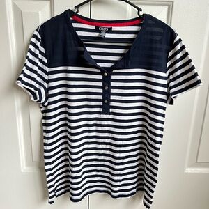 Chaps Red, Navy, and White Striped Shirt